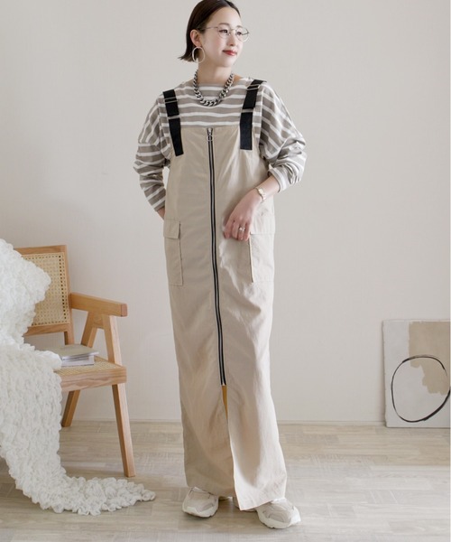 ECRIRE(エクリール)の「【ECRIRE by 陽】フロントジップジャンスカ(ワンピース・レディース・カーキ/ブラック/ベージュ・M)」の7枚目の写真