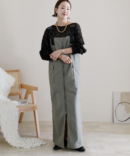 ECRIRE(エクリール)の「【ECRIRE by 陽】フロントジップジャンスカ(ワンピース・レディース・カーキ/ブラック/ベージュ・M)」の10枚目の写真