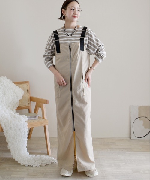 【ほぼ新品】ECRIRE ワンピース ジャンスカ ブラウン系 フロントジップ ECRIRE（エクリール）の「【ECRIRE by 陽】フロントジップ