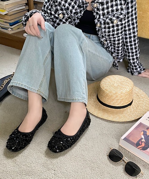 SHEENA(シーナ)の「スパンコールバレエシューズ(バレエシューズ・レディース・ブラック/シルバー・23.5㎝/24.0cm/24.5cm)」の6枚目の写真