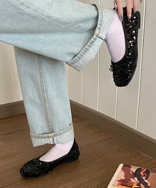 SHEENA(シーナ)の「スパンコールバレエシューズ(バレエシューズ・レディース・ブラック/シルバー・23.5㎝/24.0cm/24.5cm)」の13枚目の写真