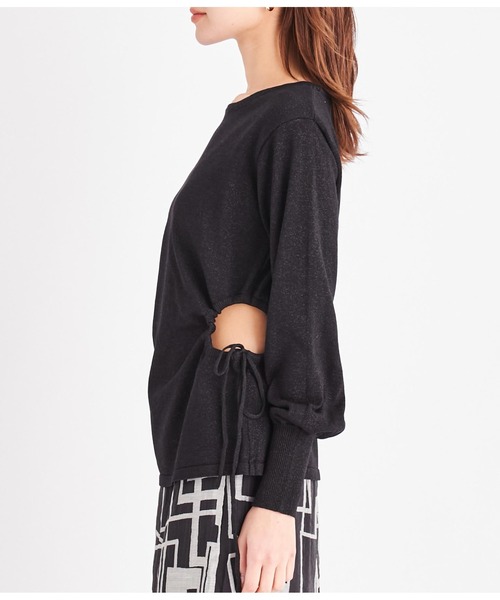 LATINA（ラティーナ）の「ウエスト開き ラメ ニットソー クルーネック 長袖（Tシャツ/カットソー・レディース・ブラック・FREE）」の5枚目の写真