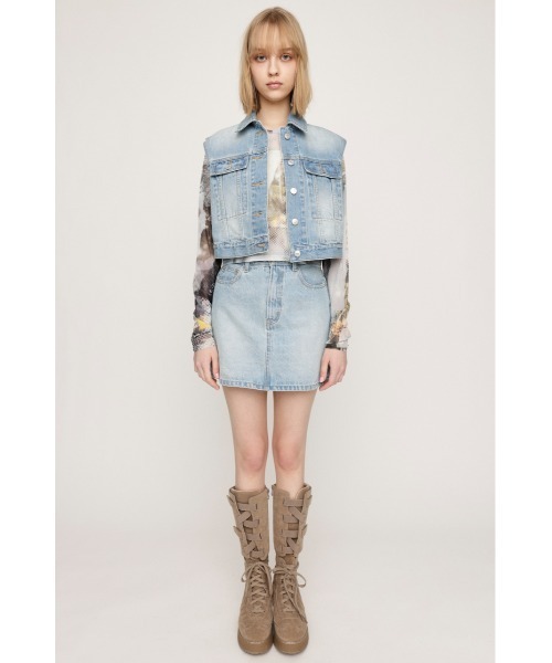 SLY（スライ）の「KIETH DENIM S/SK-C キース デニム ショートスカート シー / セットアップ可（デニムスカート・レディース・ライトブルー・0/1/2）」の4枚目の写真