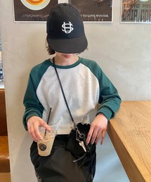 ラグランクロップドロンＴ(kiharu select) / ラグランスリーブ ショート丈 長袖 Ｔシャツ 無地　秋服