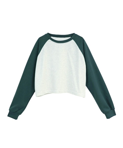 ISOOK（アイスー）の「ラグランクロップドロンＴ(kiharu select) / ラグランスリーブ ショート丈 長袖 Ｔシャツ 無地（Tシャツ/カットソー・レディース・ネイビー/グリーン・FREE）」の11枚目の写真