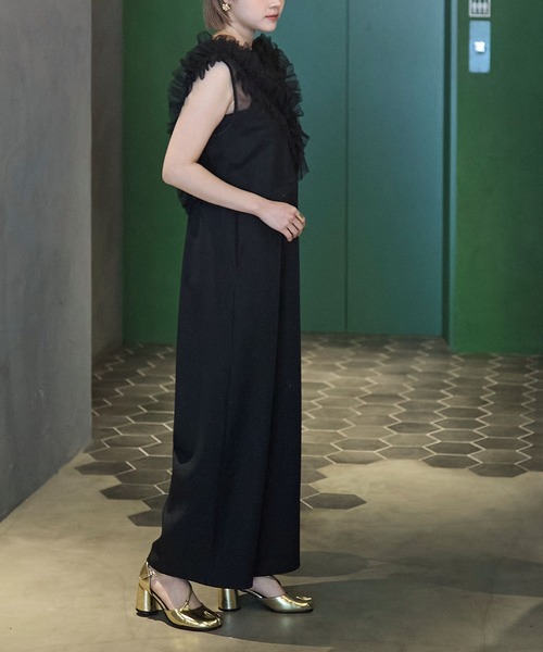 forksy.（フォルクシー）の「【forksy.】【オケージョン対応】チュールベスト×キャミオールインワンセット（パンツドレス・レディース・ブラック/アイボリー・FREE）」の12枚目の写真