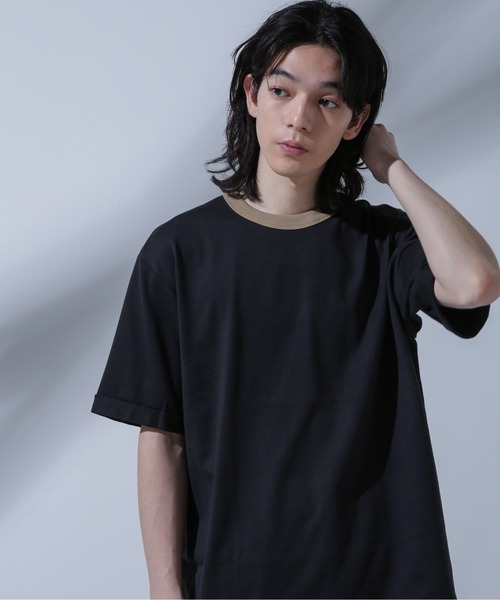 NANO universe(ナノユニバース)の「Anti Soaked 汗染み防止 リンガーネックTシャツ(Tシャツ/カットソー・メンズ・グリーン/ブルー/ブラック/オートミール・L/M/S)」の2枚目の写真