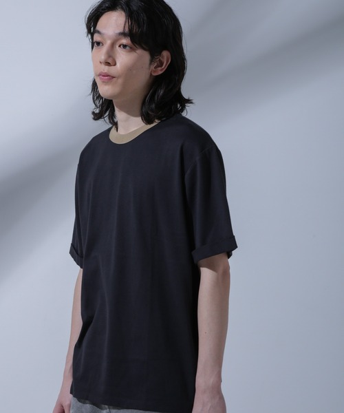 NANO universe(ナノユニバース)の「Anti Soaked 汗染み防止 リンガーネックTシャツ(Tシャツ/カットソー・メンズ・グリーン/ブルー/ブラック/オートミール・L/M/S)」の5枚目の写真