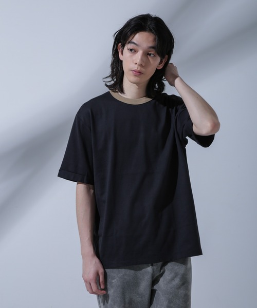 NANO universe(ナノユニバース)の「Anti Soaked 汗染み防止 リンガーネックTシャツ(Tシャツ/カットソー・メンズ・グリーン/ブルー/ブラック/オートミール・L/M/S)」の6枚目の写真