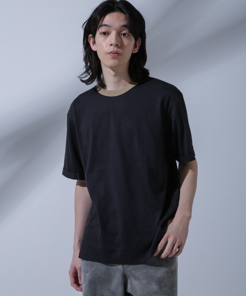 NANO universe(ナノユニバース)の「Anti Soaked 汗染み防止 リンガーネックTシャツ(Tシャツ/カットソー・メンズ・グリーン/ブルー/ブラック/オートミール・L/M/S)」の7枚目の写真