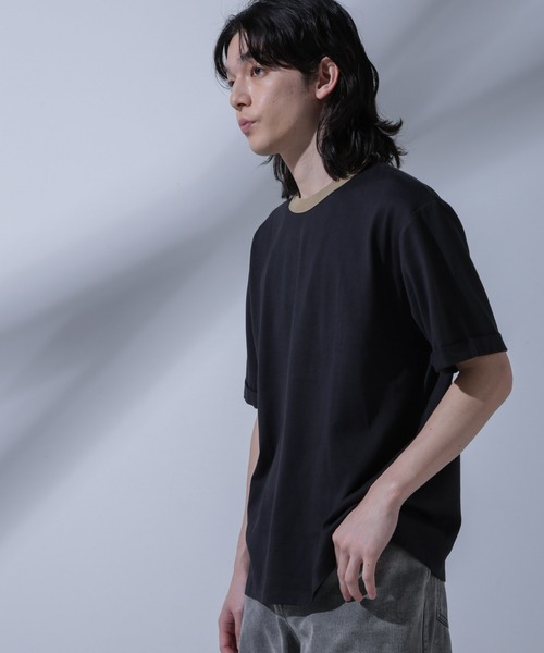 NANO universe(ナノユニバース)の「Anti Soaked 汗染み防止 リンガーネックTシャツ(Tシャツ/カットソー・メンズ・グリーン/ブルー/ブラック/オートミール・L/M/S)」の8枚目の写真