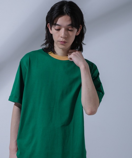セール】Anti Soaked 汗染み防止 リンガーネックTシャツ（T