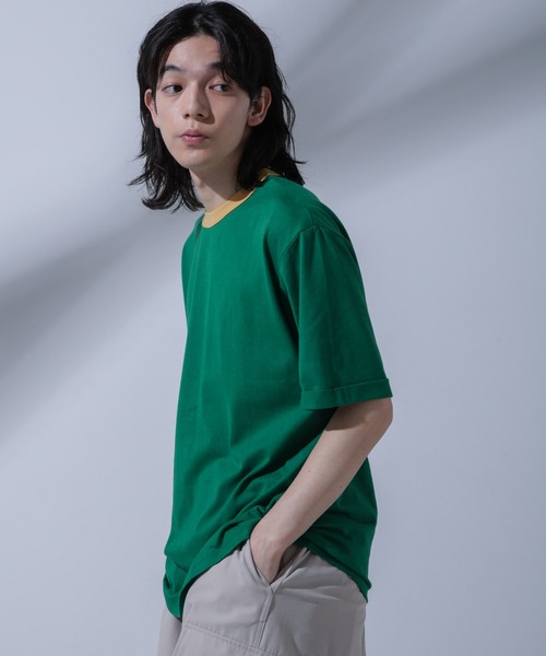 NANO universe(ナノユニバース)の「Anti Soaked 汗染み防止 リンガーネックTシャツ(Tシャツ/カットソー・メンズ・グリーン/ブルー/ブラック/オートミール・L/M/S)」の14枚目の写真