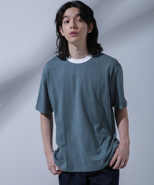 NANO universe(ナノユニバース)の「Anti Soaked 汗染み防止 リンガーネックTシャツ(Tシャツ/カットソー・メンズ・グリーン/ブルー/ブラック/オートミール・L/M/S)」の18枚目の写真