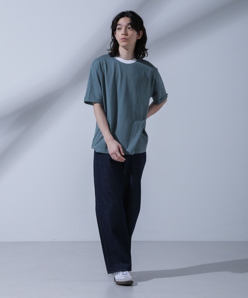 NANO universe(ナノユニバース)の「Anti Soaked 汗染み防止 リンガーネックTシャツ(Tシャツ/カットソー・メンズ・グリーン/ブルー/ブラック/オートミール・L/M/S)」の21枚目の写真