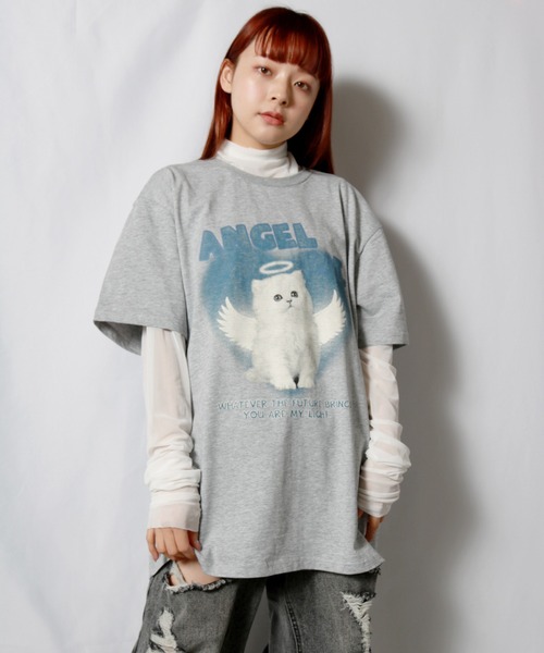 sevens（セブンズ）の「【sevens】エンジェルキャットTシャツ（Tシャツ/カットソー・レディース・ホワイト/グレー・FREE）」の10枚目の写真