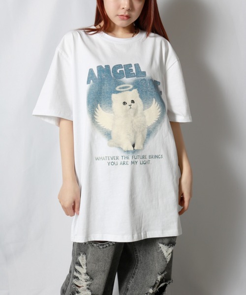 sevens（セブンズ）の「【sevens】エンジェルキャットTシャツ（Tシャツ/カットソー・レディース・ホワイト/グレー・FREE）」の6枚目の写真