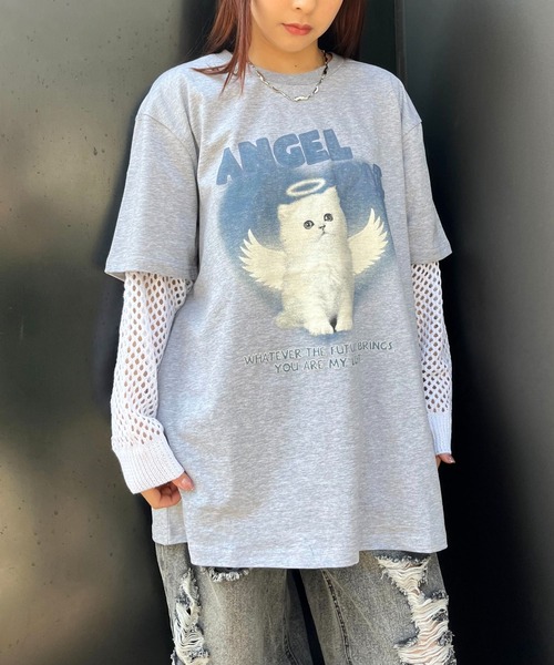 sevens（セブンズ）の「【sevens】エンジェルキャットTシャツ（Tシャツ/カットソー・レディース・ホワイト/グレー・FREE）」の20枚目の写真