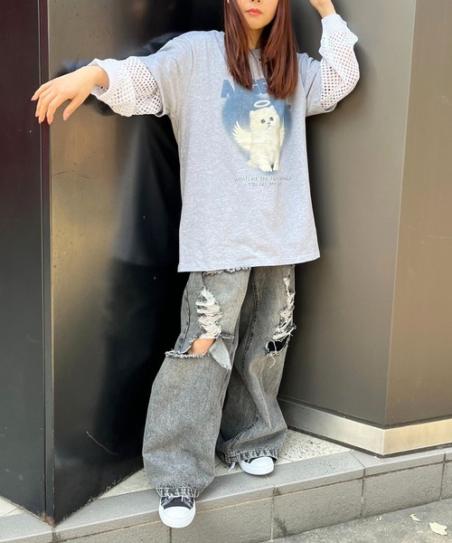 sevens（セブンズ）の「【sevens】エンジェルキャットTシャツ（Tシャツ/カットソー・レディース・ホワイト/グレー・FREE）」の19枚目の写真