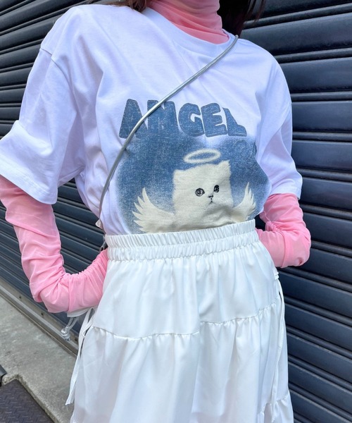 sevens（セブンズ）の「【sevens】エンジェルキャットTシャツ（Tシャツ/カットソー・レディース・ホワイト/グレー・FREE）」の14枚目の写真