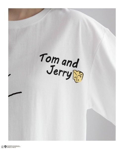 Tom&Jerry(トムアンドジェリー)の「TOM&JERRY トムとジェリー ビッグプリントTシャツ 綿100%(Tシャツ/カットソー・レディース・ブラック/ホワイト/オートミール・フリー)」の5枚目の写真