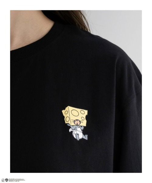 Tom&Jerry(トムアンドジェリー)の「TOM&JERRY トムとジェリー ビッグプリントTシャツ 綿100%(Tシャツ/カットソー・レディース・ブラック/ホワイト/オートミール・フリー)」の8枚目の写真