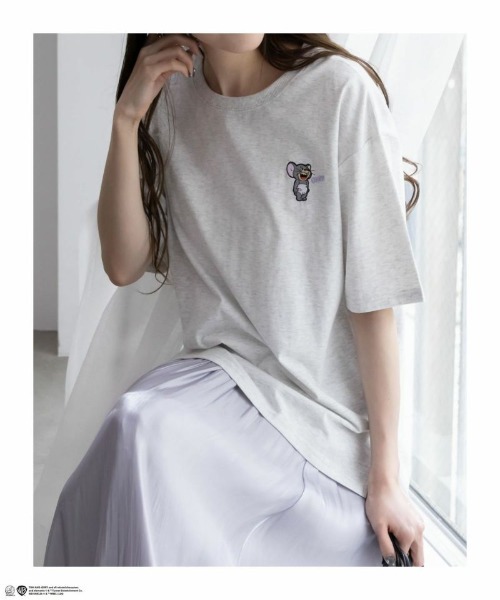 Tom&Jerry(トムアンドジェリー)の「TOM&JERRY トムとジェリー ビッグプリントTシャツ 綿100%(Tシャツ/カットソー・レディース・ブラック/ホワイト/オートミール・フリー)」の16枚目の写真