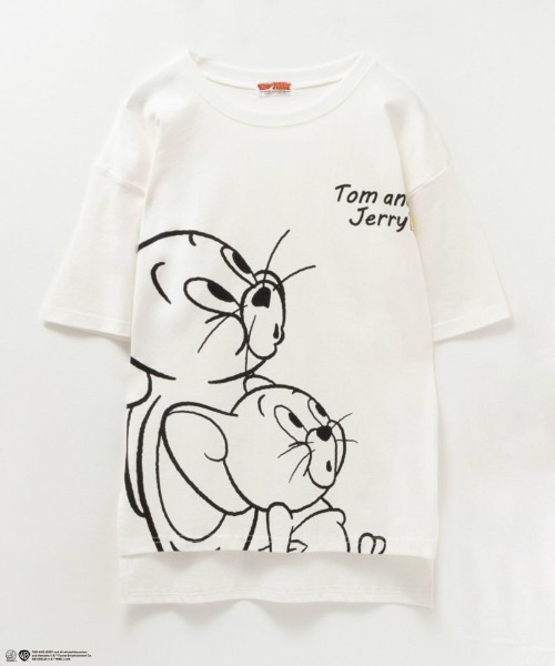 Tom&Jerry(トムアンドジェリー)の「TOM&JERRY トムとジェリー ビッグプリントTシャツ 綿100%(Tシャツ/カットソー・レディース・ブラック/ホワイト/オートミール・フリー)」の19枚目の写真