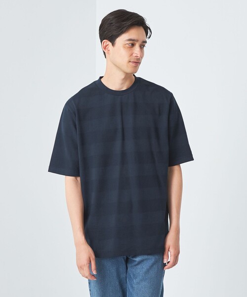 gim（ジム）の「＜gim＞24s リンクス ボーダー クルーネック Tシャツ -吸水速乾-（Tシャツ/カットソー・メンズ・ネイビー/ダークグレー/ホワイト・L/M/S）」の3枚目の写真