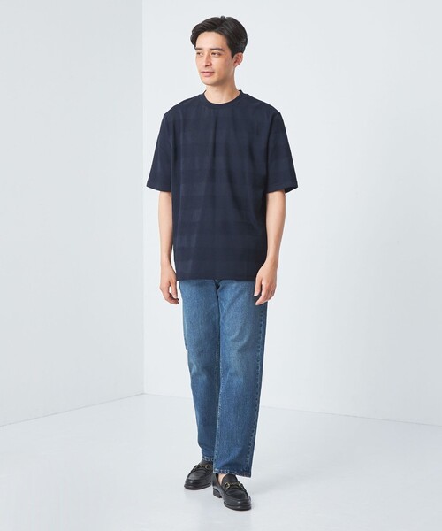 gim（ジム）の「＜gim＞24s リンクス ボーダー クルーネック Tシャツ -吸水速乾-（Tシャツ/カットソー・メンズ・ネイビー/ダークグレー/ホワイト・L/M/S）」の14枚目の写真