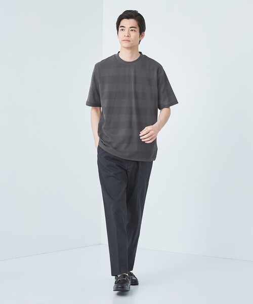gim（ジム）の「＜gim＞24s リンクス ボーダー クルーネック Tシャツ -吸水速乾-（Tシャツ/カットソー・メンズ・ネイビー/ダークグレー/ホワイト・L/M/S）」の10枚目の写真