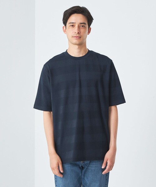 gim（ジム）の「＜gim＞24s リンクス ボーダー クルーネック Tシャツ -吸水速乾-（Tシャツ/カットソー・メンズ・ネイビー/ダークグレー/ホワイト・L/M/S）」の13枚目の写真