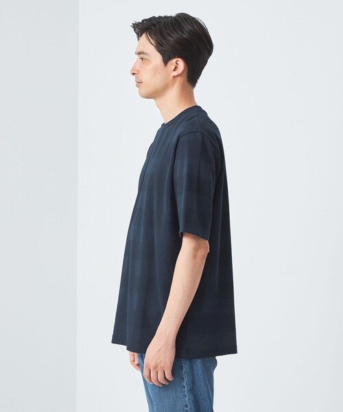 gim（ジム）の「＜gim＞24s リンクス ボーダー クルーネック Tシャツ -吸水速乾-（Tシャツ/カットソー・メンズ・ネイビー/ダークグレー/ホワイト・L/M/S）」の4枚目の写真