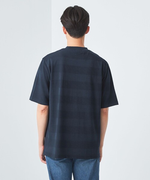 gim（ジム）の「＜gim＞24s リンクス ボーダー クルーネック Tシャツ -吸水速乾-（Tシャツ/カットソー・メンズ・ネイビー/ダークグレー/ホワイト・L/M/S）」の5枚目の写真