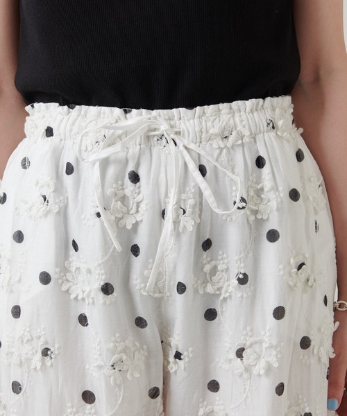 crinkle crinkle crinkle ドットパンツ crinkle crinkle crinkle】別注3D刺繍サイドフリルドットパンツ