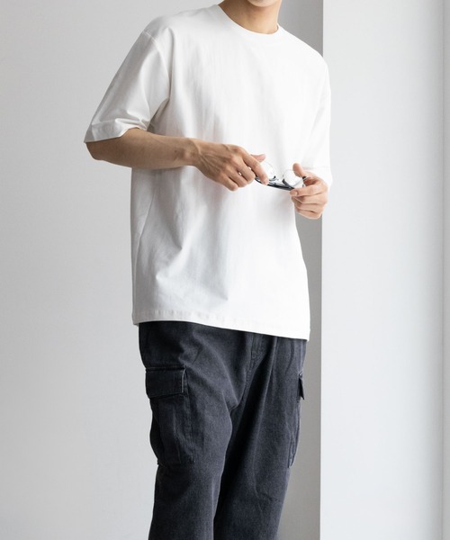 NAVY（ネイビー）の「冷感クルーネックTシャツ（Tシャツ/カットソー・メンズ・ブラック/ブルー/オートミール/ホワイト・L/M/S/XL/XXL）」の6枚目の写真