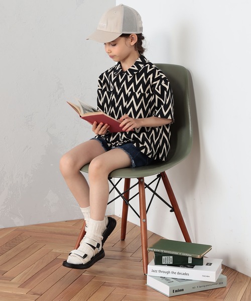 FOUND GOOD（ファウンドグッド）の「K/エアラクシャツSS（シャツ/ブラウス・キッズ・ブラック/パープル系/グリーン系8/グレー系/ベージュ・120cm/130cm/140cm/150cm/110cm）」の3枚目の写真