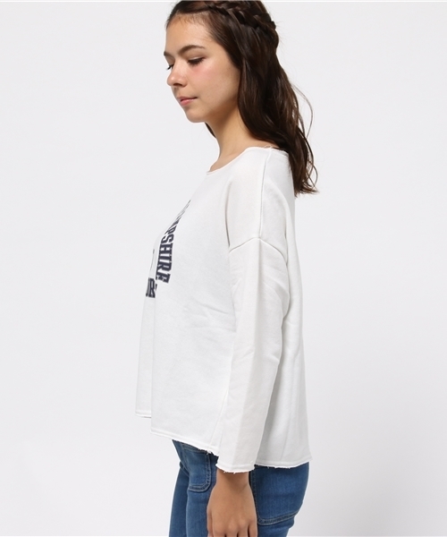 SEVENDAYS=SUNDAY(セブンデイズサンデイ)の「裏毛カットオフ カレッジプルオーバー(Tシャツ/カットソー・レディース・ネイビー/オフホワイト/杢グレー・MEDIUM/LARGE)」の5枚目の写真