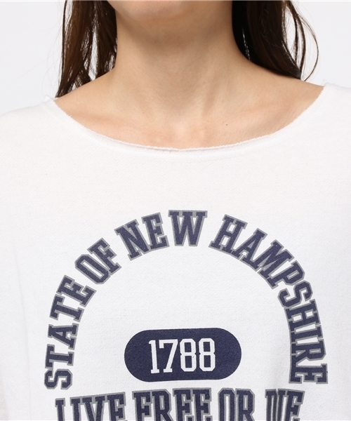 SEVENDAYS=SUNDAY(セブンデイズサンデイ)の「裏毛カットオフ カレッジプルオーバー(Tシャツ/カットソー・レディース・ネイビー/オフホワイト/杢グレー・MEDIUM/LARGE)」の7枚目の写真