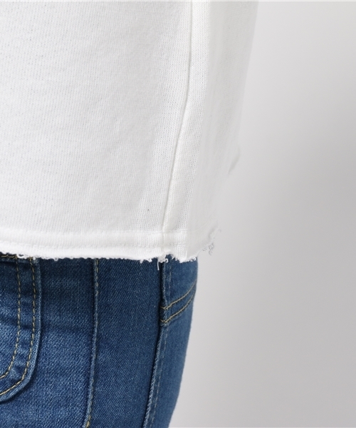 SEVENDAYS=SUNDAY(セブンデイズサンデイ)の「裏毛カットオフ カレッジプルオーバー(Tシャツ/カットソー・レディース・ネイビー/オフホワイト/杢グレー・MEDIUM/LARGE)」の9枚目の写真