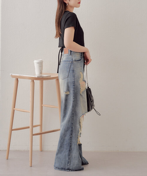 新品タグ付 アルチビオ ♡ フリルデザインノースリーブシャツ 黒×白 セール】 〈手洗い可能〉チュール ビッグ シャツ ◇ （シャツ