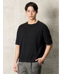 TRANS CONTINENTS　やわらか日和のコットンニットTシャツ　ホワイト/ブラック/ベージュ/サックス