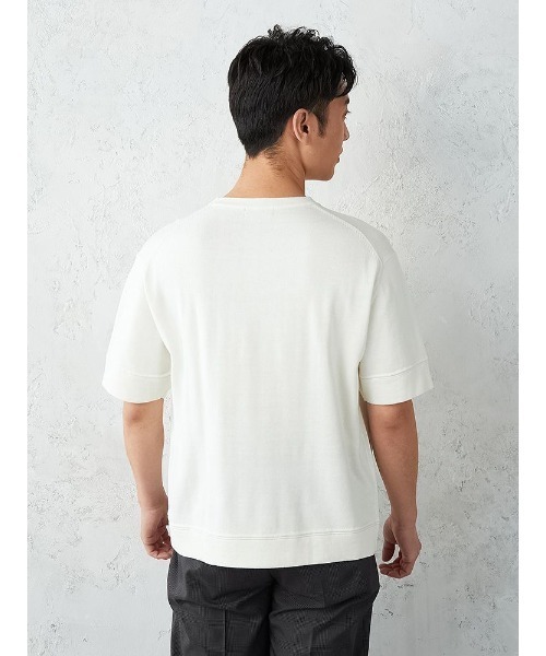 Perfect Suit FActory（パーフェクトスーツファクトリー）の「TRANS CONTINENTS　やわらか日和のコットンニットTシャツ　ホワイト/ブラック/ベージュ/サックス（Tシャツ/カットソー・メンズ・ブラック/サックスブルー/ホワイト/ベージュ・M/L/LL）」の7枚目の写真