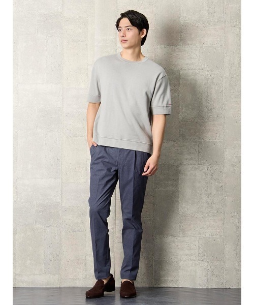 Perfect Suit FActory（パーフェクトスーツファクトリー）の「TRANS CONTINENTS　やわらか日和のコットンニットTシャツ　ホワイト/ブラック/ベージュ/サックス（Tシャツ/カットソー・メンズ・ブラック/サックスブルー/ホワイト/ベージュ・M/L/LL）」の14枚目の写真