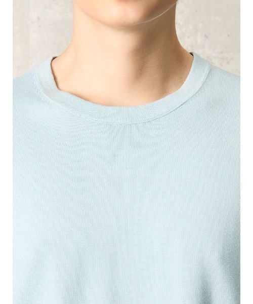 Perfect Suit FActory（パーフェクトスーツファクトリー）の「TRANS CONTINENTS　やわらか日和のコットンニットTシャツ　ホワイト/ブラック/ベージュ/サックス（Tシャツ/カットソー・メンズ・ブラック/サックスブルー/ホワイト/ベージュ・M/L/LL）」の18枚目の写真