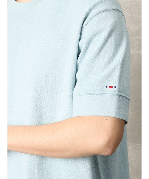 Perfect Suit FActory（パーフェクトスーツファクトリー）の「TRANS CONTINENTS　やわらか日和のコットンニットTシャツ　ホワイト/ブラック/ベージュ/サックス（Tシャツ/カットソー・メンズ・ブラック/サックスブルー/ホワイト/ベージュ・M/L/LL）」の19枚目の写真