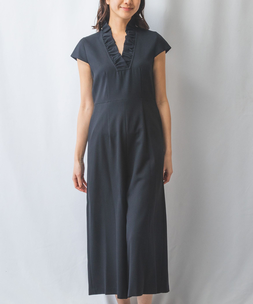 NARACAMICIE（ナラカミーチェ）の「【NARACAMICIE】フリルオールインワン（ワンピース・レディース・ブラック/グレー・M/L/S）」の2枚目の写真