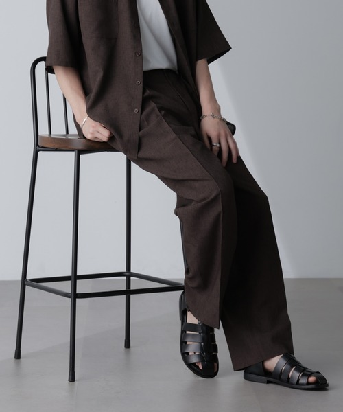 NANO universe(ナノユニバース)の「テックリネンリラックスタックテーパードパンツ(セットアップ可)(スラックス・メンズ・ブルー/ネイビー/ベージュ/ダークブラウン・S/M/L/XL)」の22枚目の写真