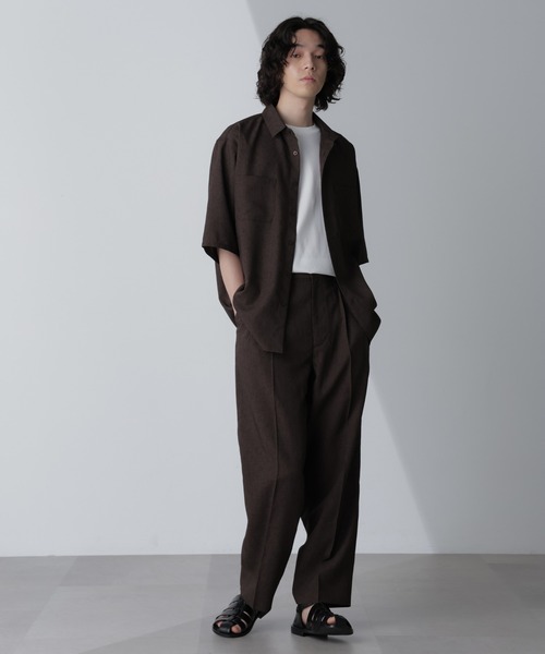 セール】テックリネンリラックスタックテーパードパンツ（セットアップ