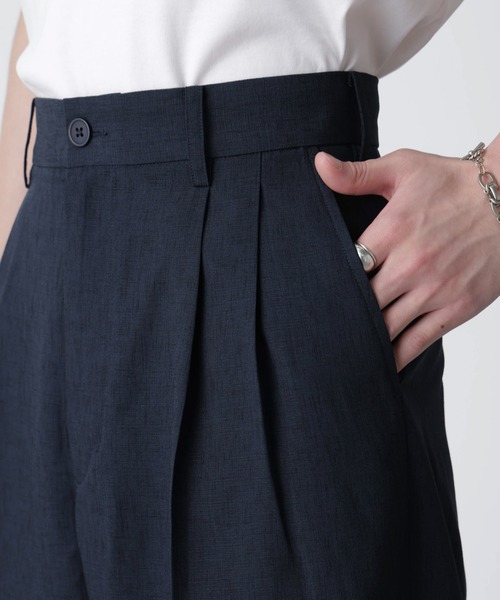 NANO universe(ナノユニバース)の「テックリネンリラックスタックテーパードパンツ(セットアップ可)(スラックス・メンズ・ブルー/ネイビー/ベージュ/ダークブラウン・S/M/L/XL)」の10枚目の写真